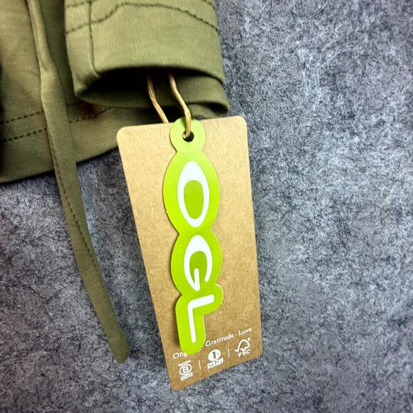 OGL Move Top Womens Small Green Icy Ponte Flap Collar Surplice Drawstring Tie - Picture 5 of 6